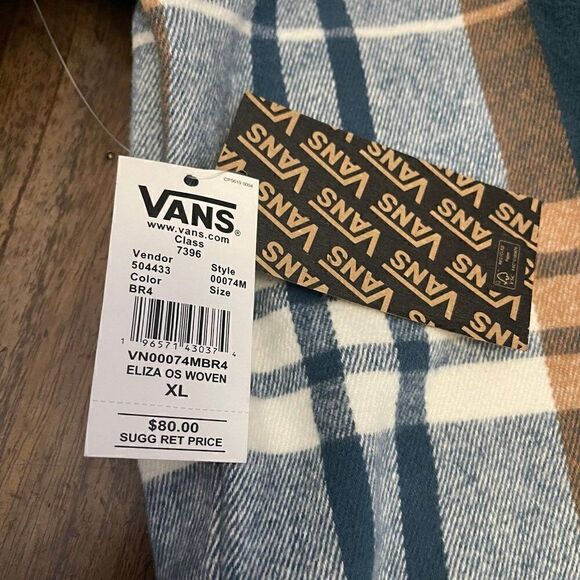 Vans Eliza Cream & Teal Flannel Shacket - Picture 4 of 8